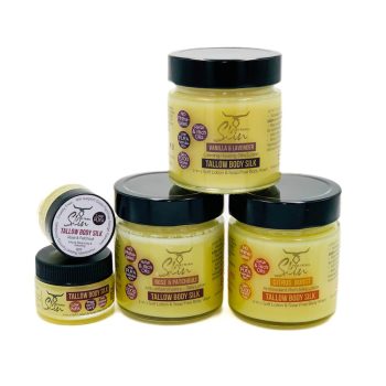 TALLOW BODY SILK, TALLOW LOTION, 2-IN-1, SOFT LOTION, SOAP-FREE BODY WASH, LOW PUFA SKINCARE, NATURALLY SCENTED, NOURISHING, TALLOW BASED, BODY LOTION