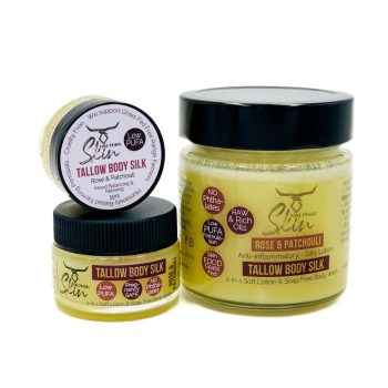 TALLOW BODY SILK, TALLOW LOTION, 2-IN-1, SOFT LOTION, SOAP-FREE BODY WASH, LOW PUFA SKINCARE, NATURALLY SCENTED, NOURISHING, TALLOW BASED, BODY LOTION