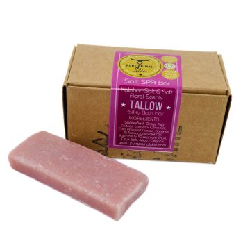 SALT SPA BAR, KALAHARI SALT, FLORAL SCENTS, TALLOW SOAP, SILKY BATH BAR, NATURALLY SCENTED TALLOW SOAP, PURE PRIMAL SKIN, BATH SOAP, ARTISAN SOAPS, BATH BAR, ECO FRIENDLY, GREYWATER SAFE, BIODEGRADABLE, GENTLE & NOURISHING SOAP