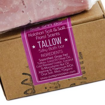 SALT SPA BAR, KALAHARI SALT, FLORAL SCENTS, TALLOW SOAP, SILKY BATH BAR, NATURALLY SCENTED TALLOW SOAP, PURE PRIMAL SKIN, BATH SOAP, ARTISAN SOAPS, BATH BAR, ECO FRIENDLY, GREYWATER SAFE, BIODEGRADABLE, GENTLE & NOURISHING SOAP