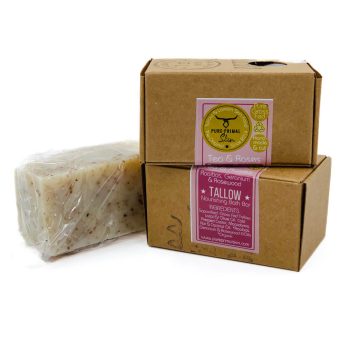 TEA & ROSES, TALLOW SOAP BAR, TALLOW BATH SOAP, TALLOW, NATURALLY SCENTED SOAP, GREYWATER SAFE SOAP, ECO FRIENDLY, NATURAL SOAP, LOW PUFA SKINCARE, GENTLE & NOURISHING SOAP, BATH BAR FLORAL SCENTED, ROOIBOS TEA SOAP