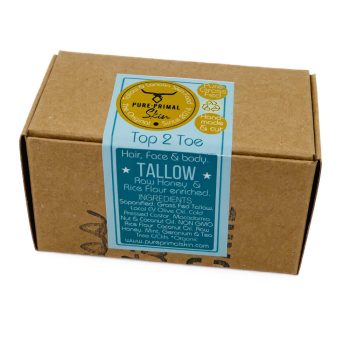 TOP-2-TOE BAR, HAIR SOAP, SHAMPOO SOAP, FACE SOAP, BODY SOAP, TALLOW SOAP, TALLOW BASED, 3-IN-1, MULTIPURPOSE, NATURAL, ECO, GREYWATER SAFE, PURE PRIMAL SKIN, FACE BAR, NORMAL SKIN TYPES