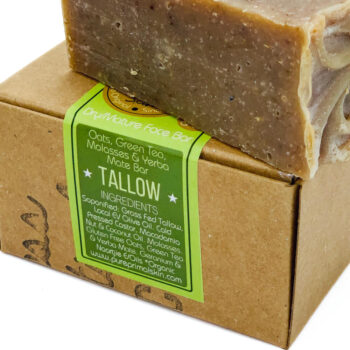 DRY/MATURE FACE BAR, GREEN TEA & OATS, HYPOALLERGENIC, TALLOW SOAP, FACIAL BAR, FACIAL SOAP, FACE SOAP, DRY SKIN, MATURE SKIN, SENSITIVE SKIN