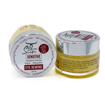 EYE REWIND, EYE CREAM, HYPOALLERGENIC, TALLOW BASED, SENSITIVE SKIN, SENSITIVE EYE AREA, LOW PUFA, EYE REWIND SENSITIVE