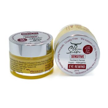 EYE REWIND, EYE CREAM, HYPOALLERGENIC, TALLOW BASED, SENSITIVE SKIN, SENSITIVE EYE AREA, LOW PUFA, EYE REWIND SENSITIVE