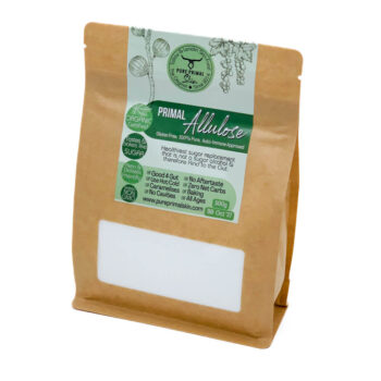 PRIMAL ALLULOSE, ORGANIC, NATURAL SUGAR ALTERNATIVE, DIABETIC FRIENDLY, KETO FRIENDLY, NON-GMO, ZERO GLYCEMIC INDEX, GUT FRIENDLY, PET SAFE, PET FRIENDLY