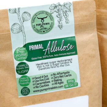 PRIMAL ALLULOSE, ORGANIC, NATURAL SUGAR ALTERNATIVE, DIABETIC FRIENDLY, KETO FRIENDLY, NON-GMO, ZERO GLYCEMIC INDEX, GUT FRIENDLY, PET SAFE, PET FRIENDLY