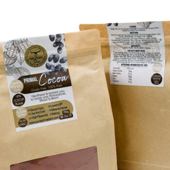 PRIMAL COCOA, PURE COCOA, NATURAL, QUALITY, LIGHTLY DUTCHED COCOA, DARK COCOA, MEDIUM FAT COCOA, PURE PRIMAL SKIN, DRINKING COCOA, BAKING COCOA