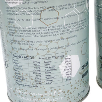 Primal Collagen Amino Acids-2 PRIMAL COLLAGEN, COLLAGEN, TYPE I & III, COLLAGEN PEPTIDES, AGGLOMERATED, HYDROLISED, PURE, UNFLAVOURED, PURE, DIABETIC FRIENDLY, ZERO CARBS