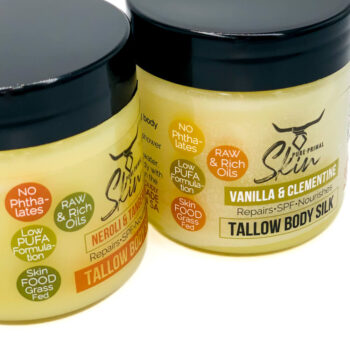 TALLOW BODY SILK, TALLOW LOTION, 2-IN-1, SOFT LOTION, SOAP-FREE BODY WASH, LOW PUFA SKINCARE, NATURALLY SCENTED, NOURISHING, TALLOW BASED, BODY LOTION